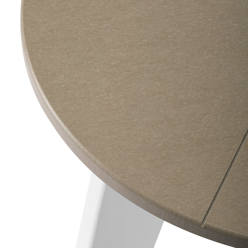 Outdoor Round 18" End Table, White, Beige