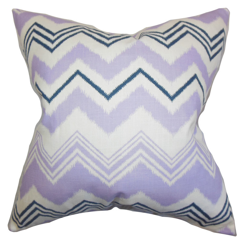  Coussin en coton Zigzag, Mauve, H 20 po x l 20 po
