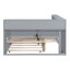 Lit de jour en bois avec lit gigogne simple, tablette de rangement et ports de chargement USB, gris