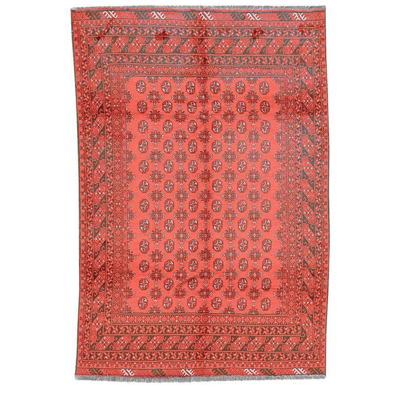 Hand Knotted Wool Area Rug in Red