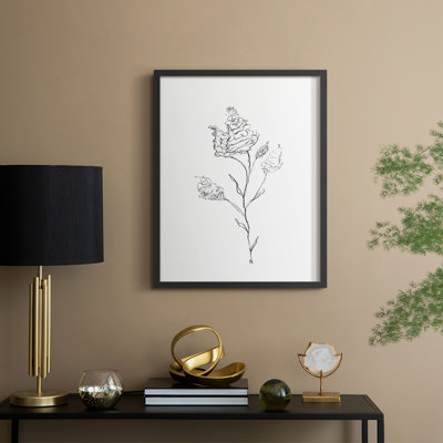 Croquis floral, reproduction encadrée - bois massif