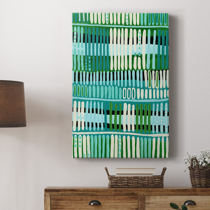 Teal Pattern I -Custom Wrapped Gallery Cavas, 60" H x 40" W