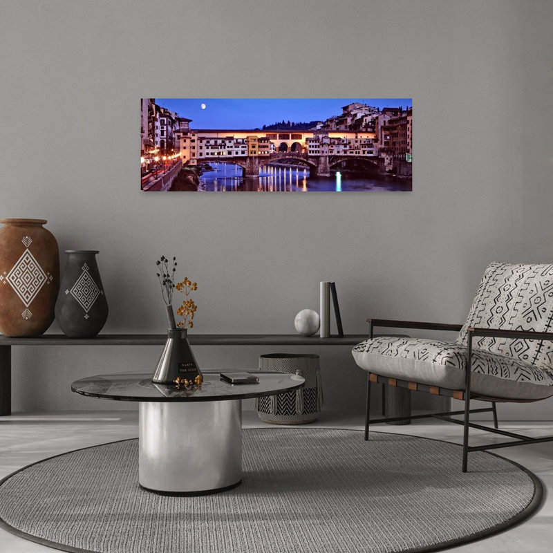 Bridge Across A River Arno River Ponte Vecchio Florence Tuscany Italy by Frank Chmura - Wrapped Canvas Panoramic Print