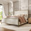 Lit à panneau tapissier en métal martelé beige Lalia