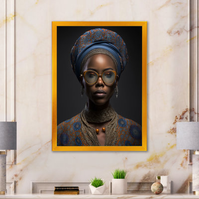 Coman, femme afro-américaine, designer, lunettes, vêtements traditionnels II, sur toile