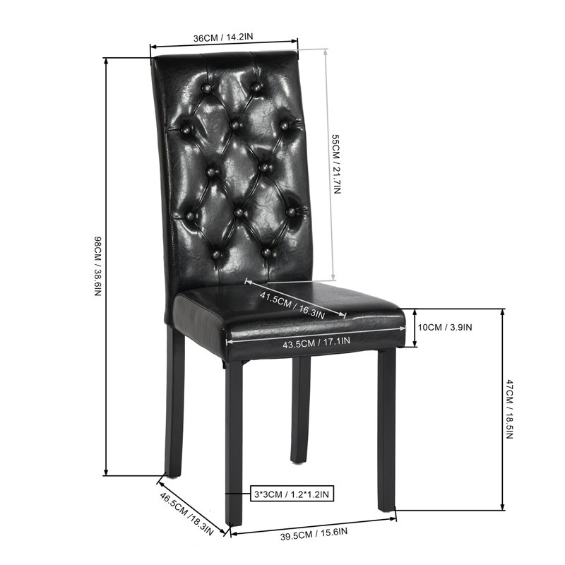 Kaarlo 47cm H Tufted Upholstered Parsons Chair, Black