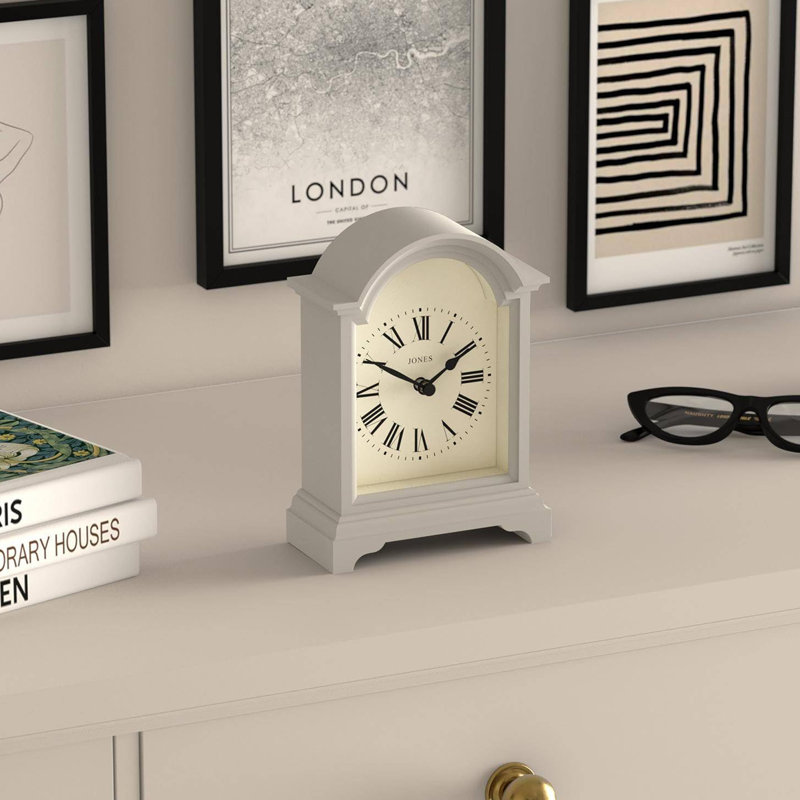 Roman Numeral Plastic / Acrylic Quartz Movement / Crystal Tabletop Clock, Cloud Grey