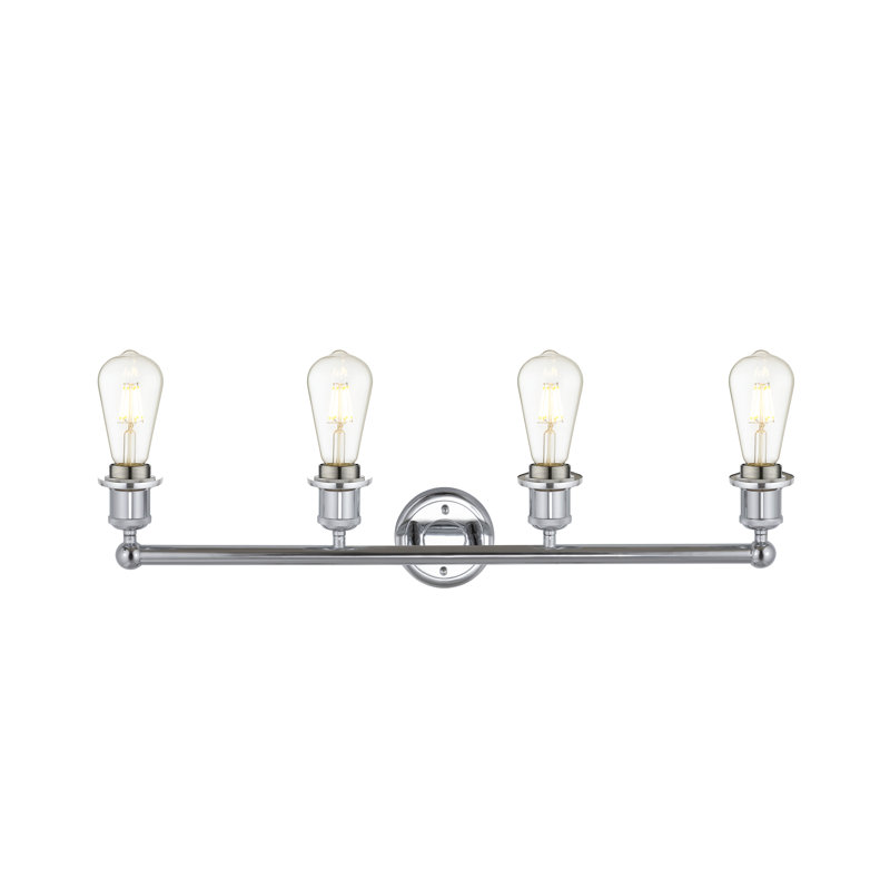 Éclairage pour meuble-lavabo 4 lumières 32,5 pouces Bolduc, Blanc mat, Chrome poli