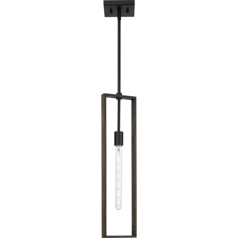 Boundary Matte Black and Gray Wash Oak Single Pendant Light