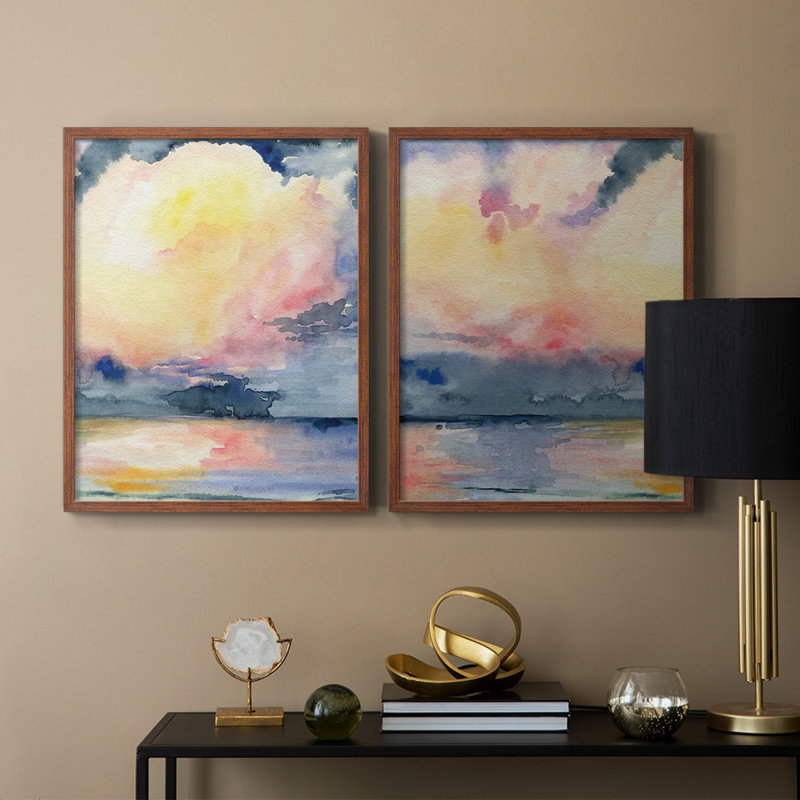 Reproduction encadrée Prism Seascape I-Premium - prête à être accrochée - aucun clou requis - aucun clou requis, Noyer