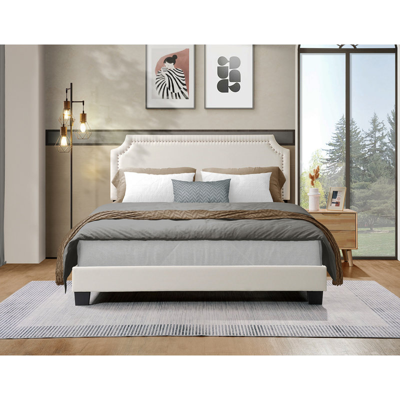 Verona Linen Upholstered Platform Bed
