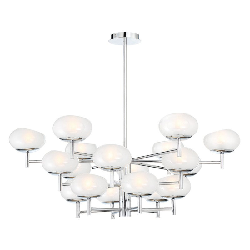 Lustre en verre soufflé Burlington, Bronze, Transparent, H 30 po x l 56 po x P 56 po