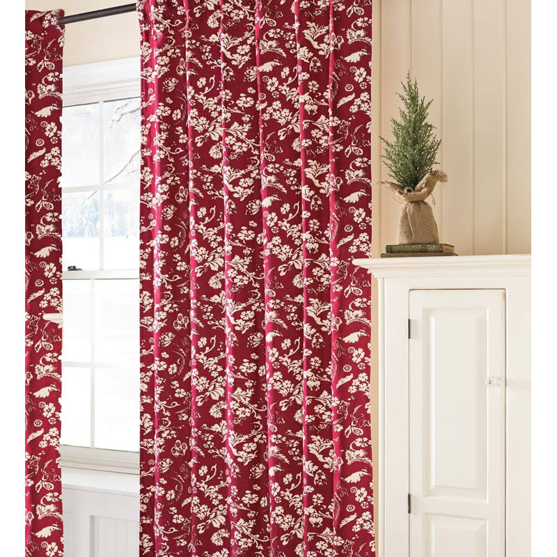 Floral Room Darkening Rod Pocket Single Curtain Panel, 42" W x 84" L, Blue