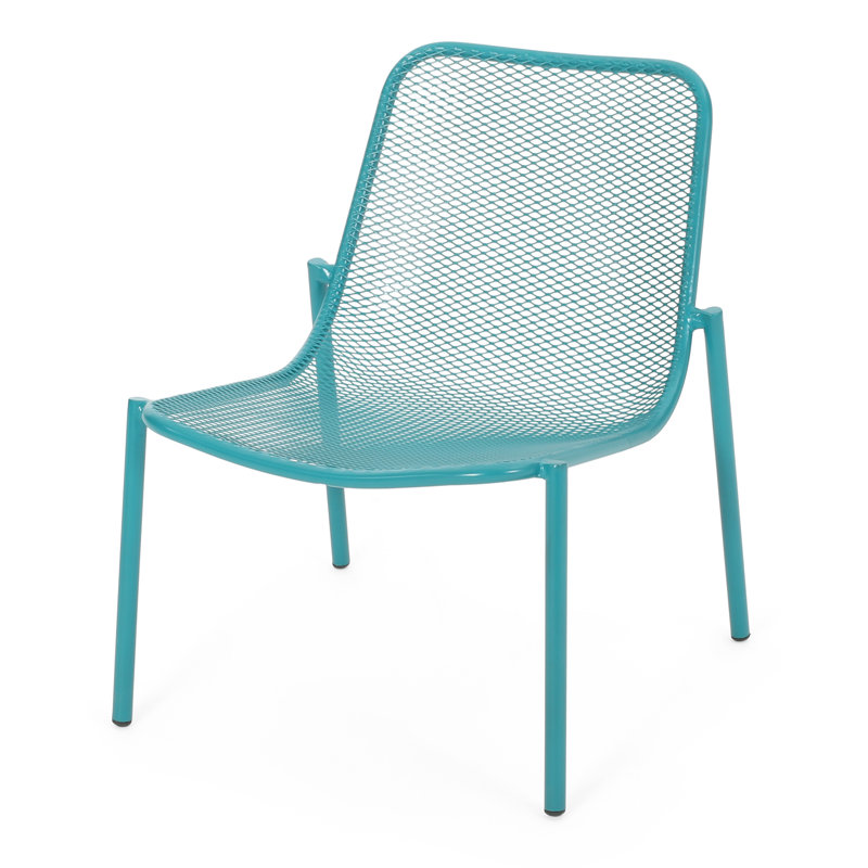 Chaises d'appoint empilables en maille métallique Bisso, Bleu sarcelle mat