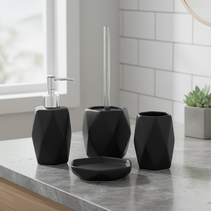 Ensemble d'accessoires de salle de bain 4 pièces, Noir