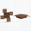 Table basse carrée en placage avec plateau coulissant et rangement-496815722