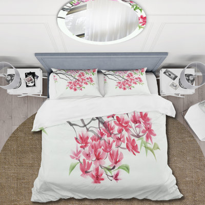 Pink/Green Microfiber Duvet Cover Set
