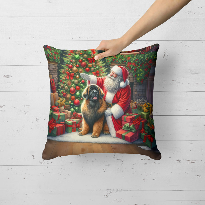 Coussin Leonberger and Santa Claus, H 18 po x l 18 po