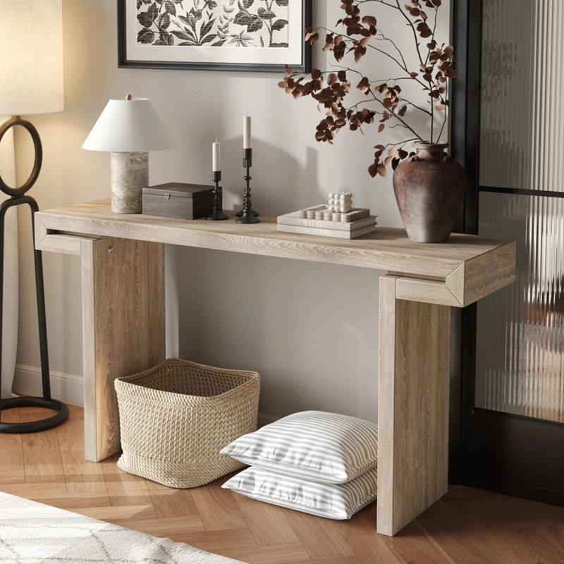 Console rustique à finition bois vieilli, Bois naturel