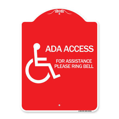 Signe Signmission Designer Series - ADA Access For Assistance Ring Bell (avec le nouveau symbole Isa) / 24352
