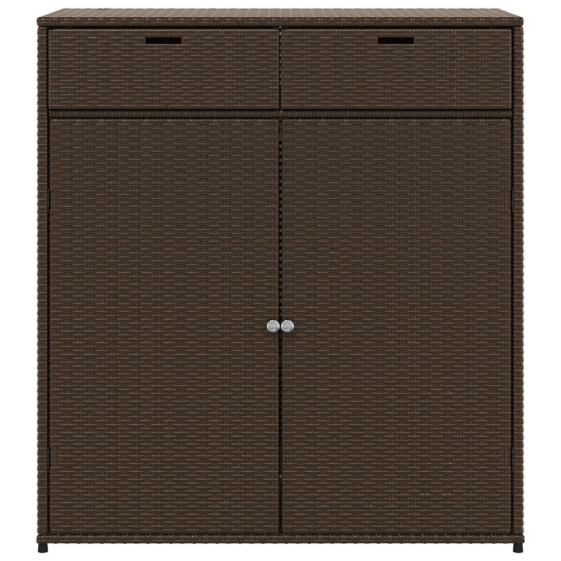 Garden Storage Cabinet 105X55x113 Cm Poly Rattan, Brown