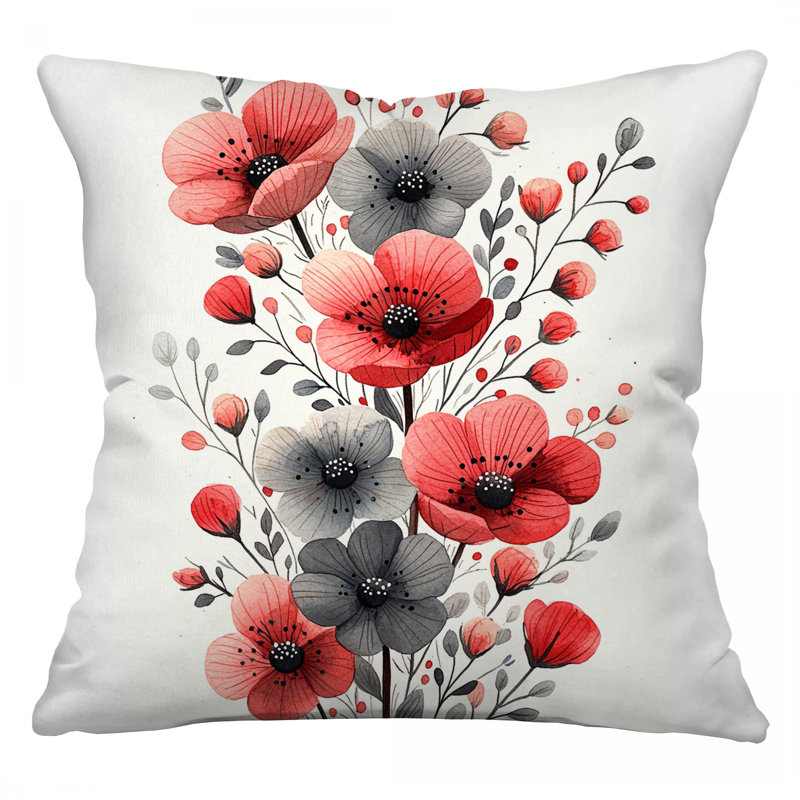 Coussin Vibrant Flowers, Carré 16 po