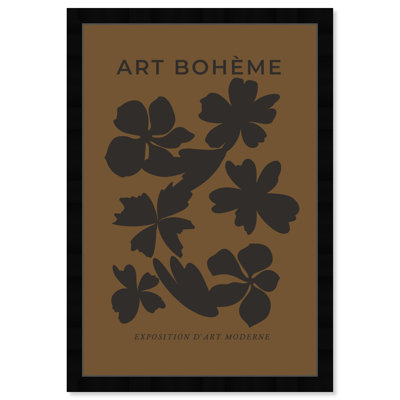Minimal Black and Brown Floral Pattern by Oliver Gal - Picture Frame Print