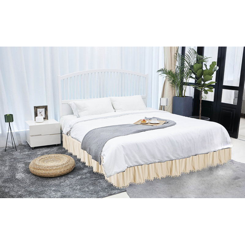 Bedskirt 6 Ruffled Wrap Around Bed Skirt, Queen, White
