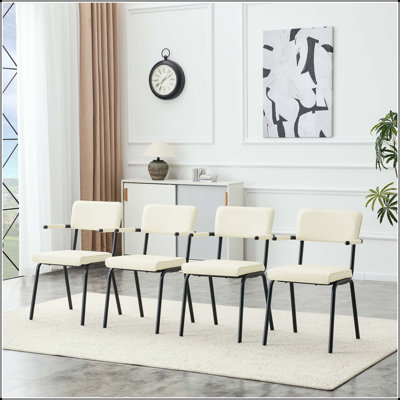 Ensemble de 4 chaises de salle à manger en cuir de qualité supérieure avec accoudoirs suspendus Huggable