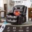 Fauteuils inclinables, fauteuil inclinable à bascule pivotant avec chaleur de massage, USB, 2 porte-gobelets, poche latérale | Polyuréthane | Noyer brun-14651870