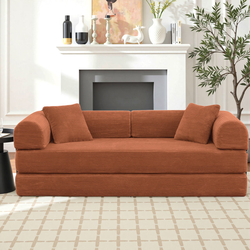 80,7 po. Canapé-lit Corduroy 80 po, Orange