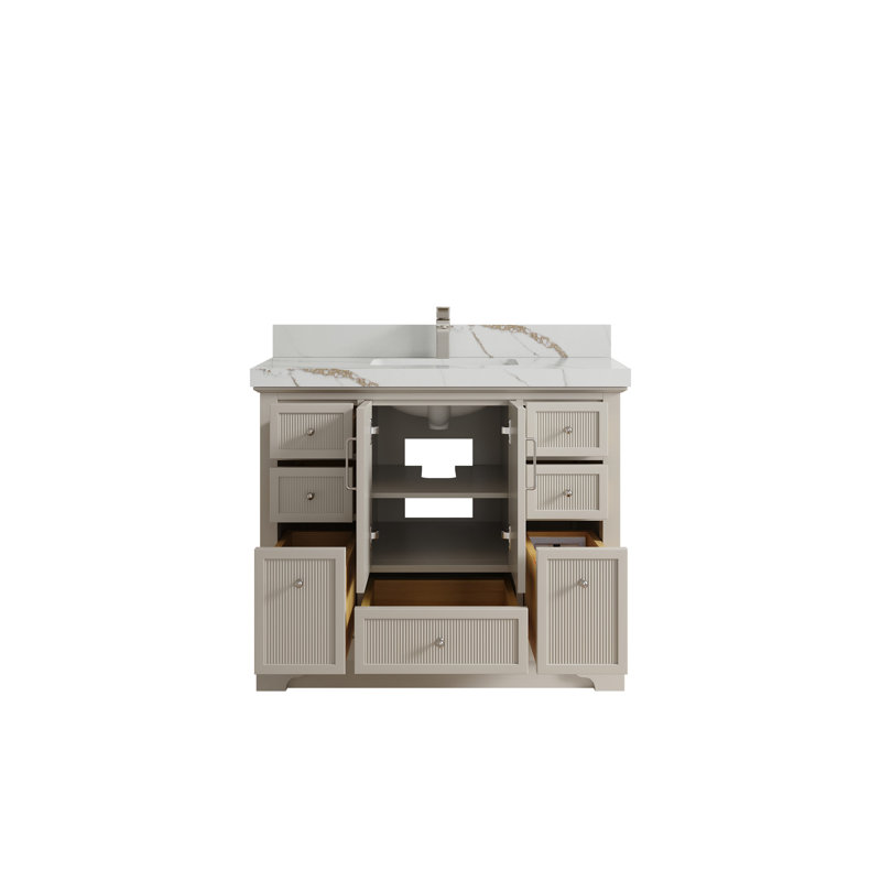 Alys 42'' Single Bathroom Vanity with Quartz Top, Calacatta Gold