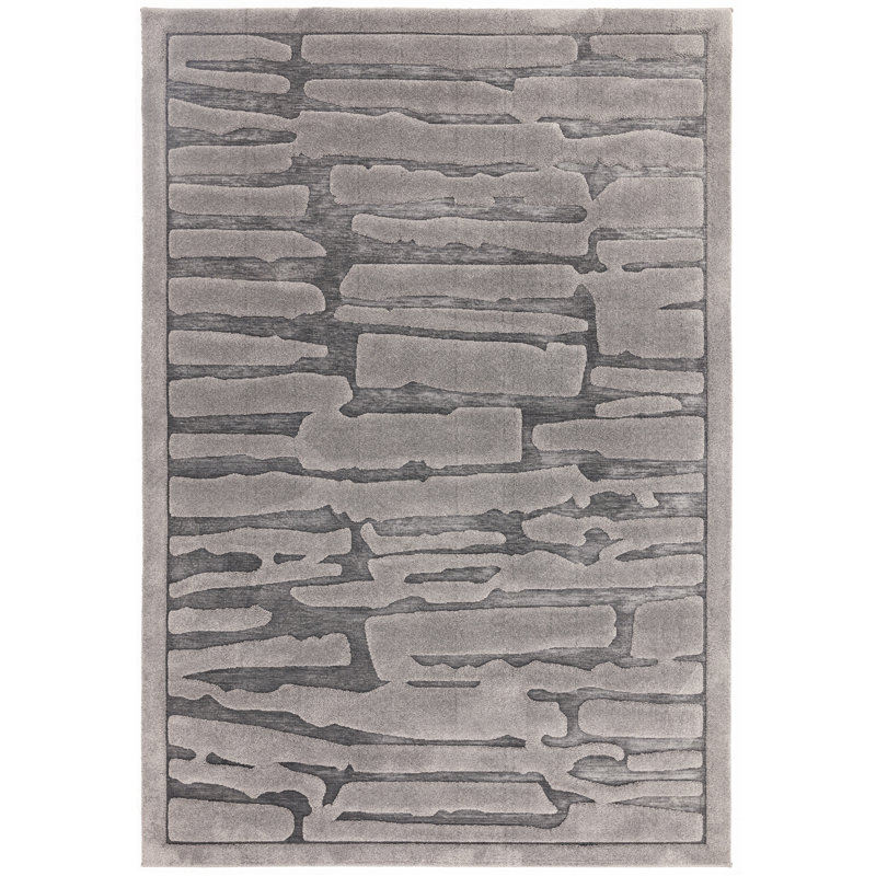 Lizy Geometric 3D Carved Grey Area Rug, Rectangle 200 x 290cm