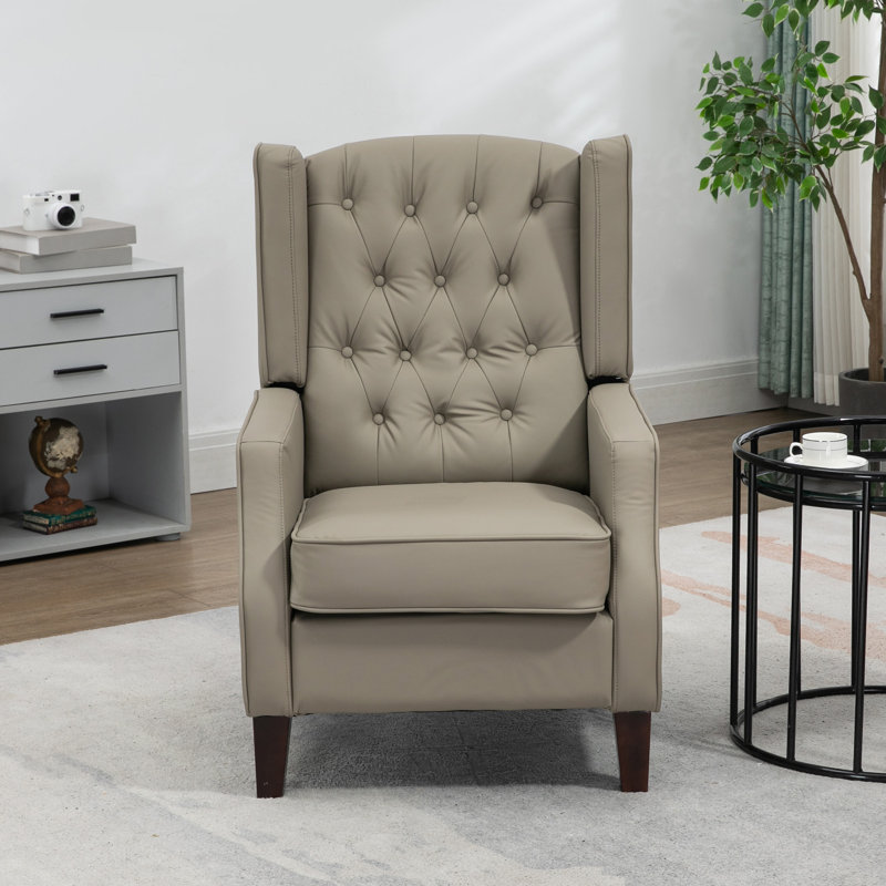 Fauteuil capitonné de 26,4 po de largeur Haridutt, Similicuir kaki