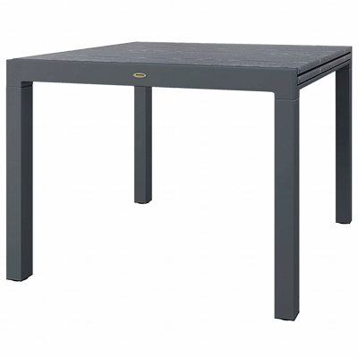 Extendable Outdoor Patio Dining Table, 41"-83" Aluminum Frame Table With Wood Effect Steel Top, Rectangle Expandable
