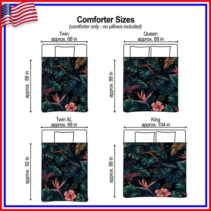 Tropical Jungle Leaves Comforter, Queen
