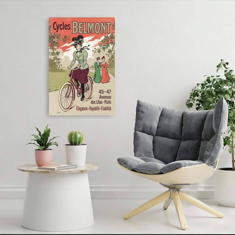 «Elegant Lady Cycling Classic Elegant Retro», reproduction d'art murale, H 48 po x l 32 po