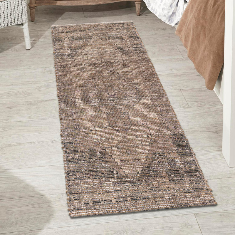 Watkin Handmade Hand Loomed Natural/Light Brown Rug, Runner 2'2" x 8'