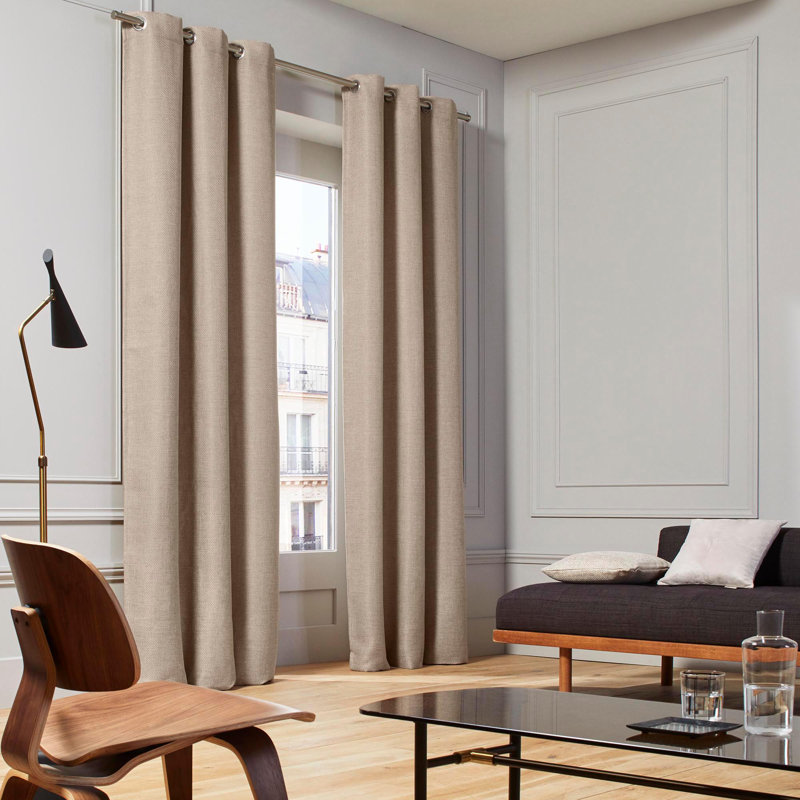 Hearns Room Darkening Single Curtain Panel, 350 W x 277 D cm, Light Beige