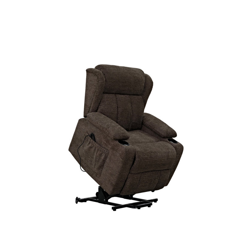 Fauteuil inclinable électrique en lin brun Lusio
