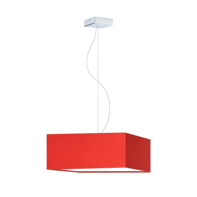Debarata 1 - Light Square/Rectangle Pendant, Red, Chrome