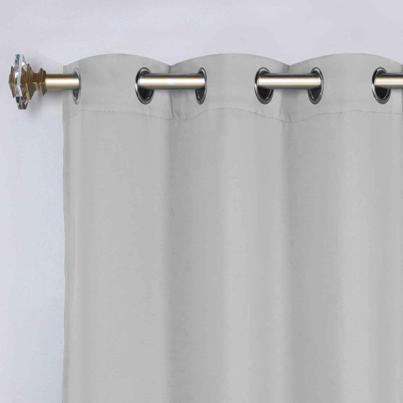  Trixie Millendon Solid Modern Polyester Room Darkening Curtain Pair, White, 42" W x 108" L