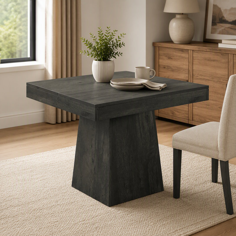 Table de salle à manger 31,5 ", table de ferme carrée pour 4 personnes, Noir, Bois d'ingénierie