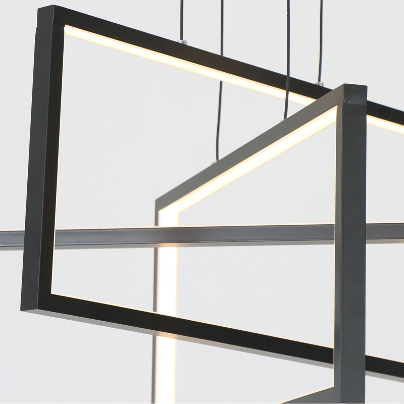 Kanise 3-Light WiFi Smart Modern Chandelier Rectangular Kitchen Island Pendant with Remote, 16.7" H x 24" W x 17.4" D
