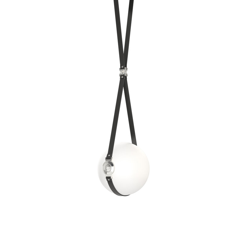 Derby Globe LED Pendant, 31" H x 10.9" W x 10" D, Polished Nickel, Black