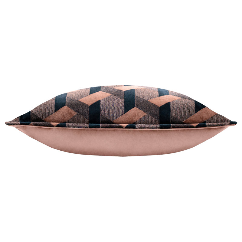 Delano Geometric Square 40" Cushion with Filling, Blush /Navy