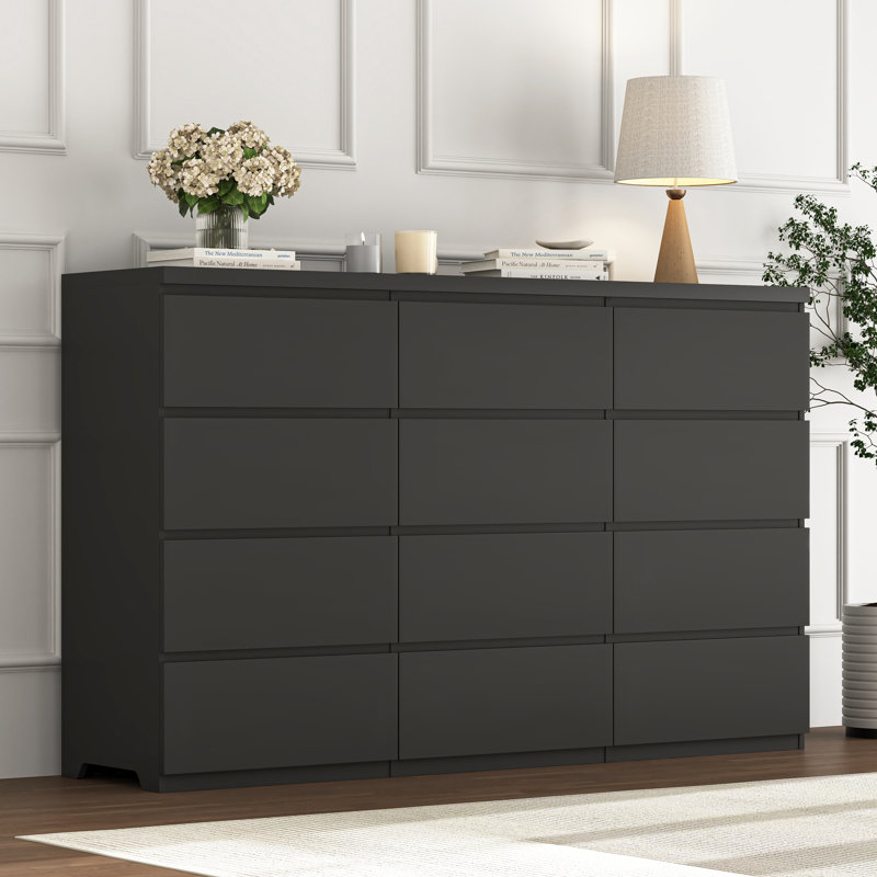 12 Drawer Dresser For Bedroom, Black