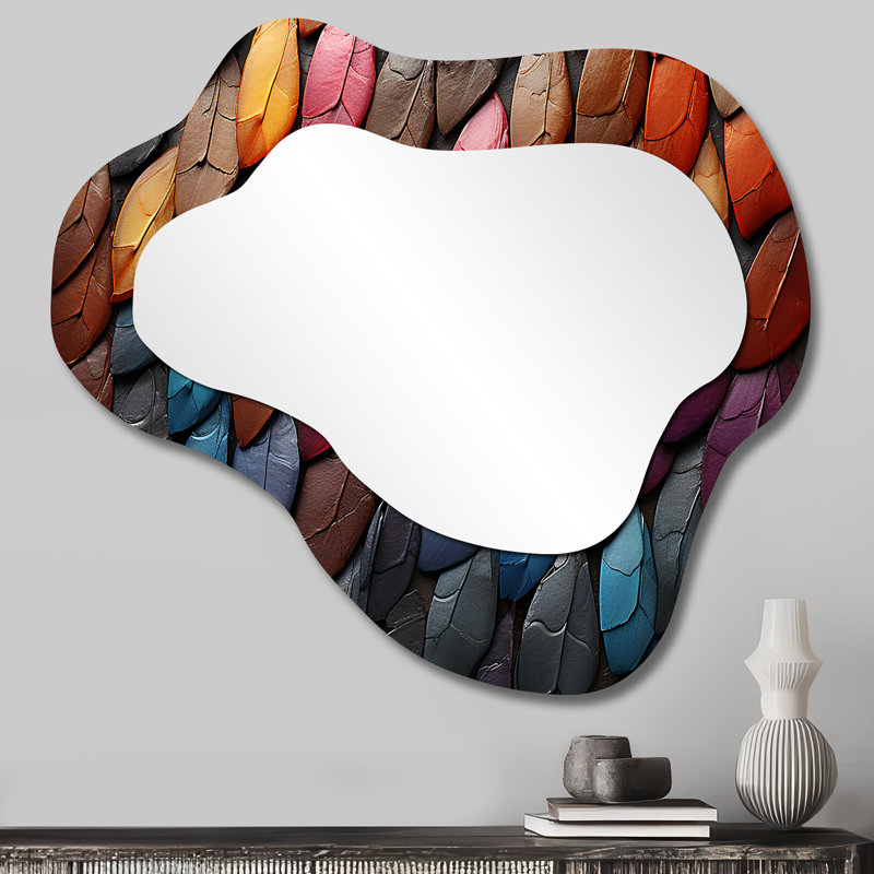 Pierre colorée de guérison zen Essence II - miroir décoratif asymétrique en pierre spirituelle, miroir mural traditionnel en nuage, impression sur métal