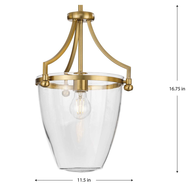 Tyringham 1 - Light Urn Pendant, 16.75" H x 11.50" W x 11.50" D, Brushed Bronze