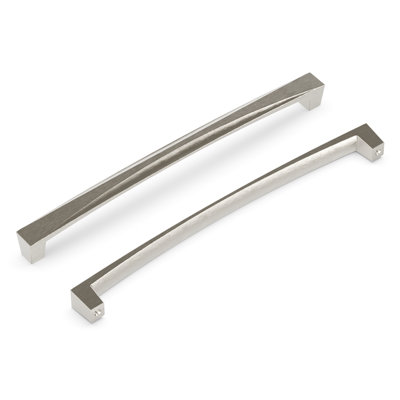 Crest Collection Handle Pull - 8-13/16" Center to Center Cabinet Pull Satin Nickel - Mid-century Modern Hardware for Drawers & Cabinets   